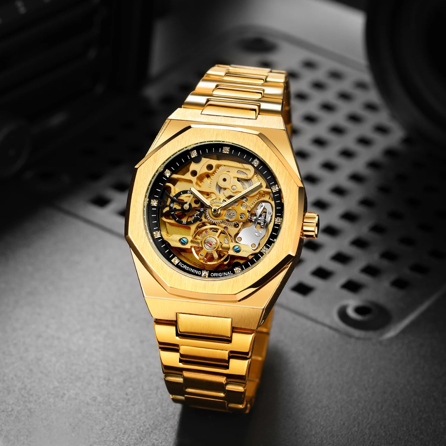 Tourbillon Skeleton Mechanical Watch for Men Luminous Hands Stainless Steel Strap Fashion Business Automatic Watches