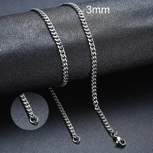 Cuban Chain Necklace for Men Women,Basic Punk Stainless Steel Curb Link Chain Chokers,Vintage Gold Color Solid Metal Collar