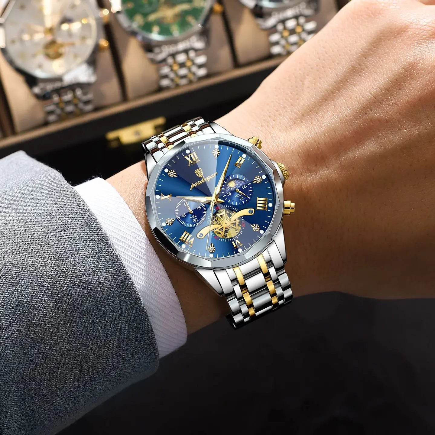 Luxury Men Watch Top Original Waterproof Luminous Chronograph Man Wristwatch Stainless Steel Quartz Men'S Watches Reloj