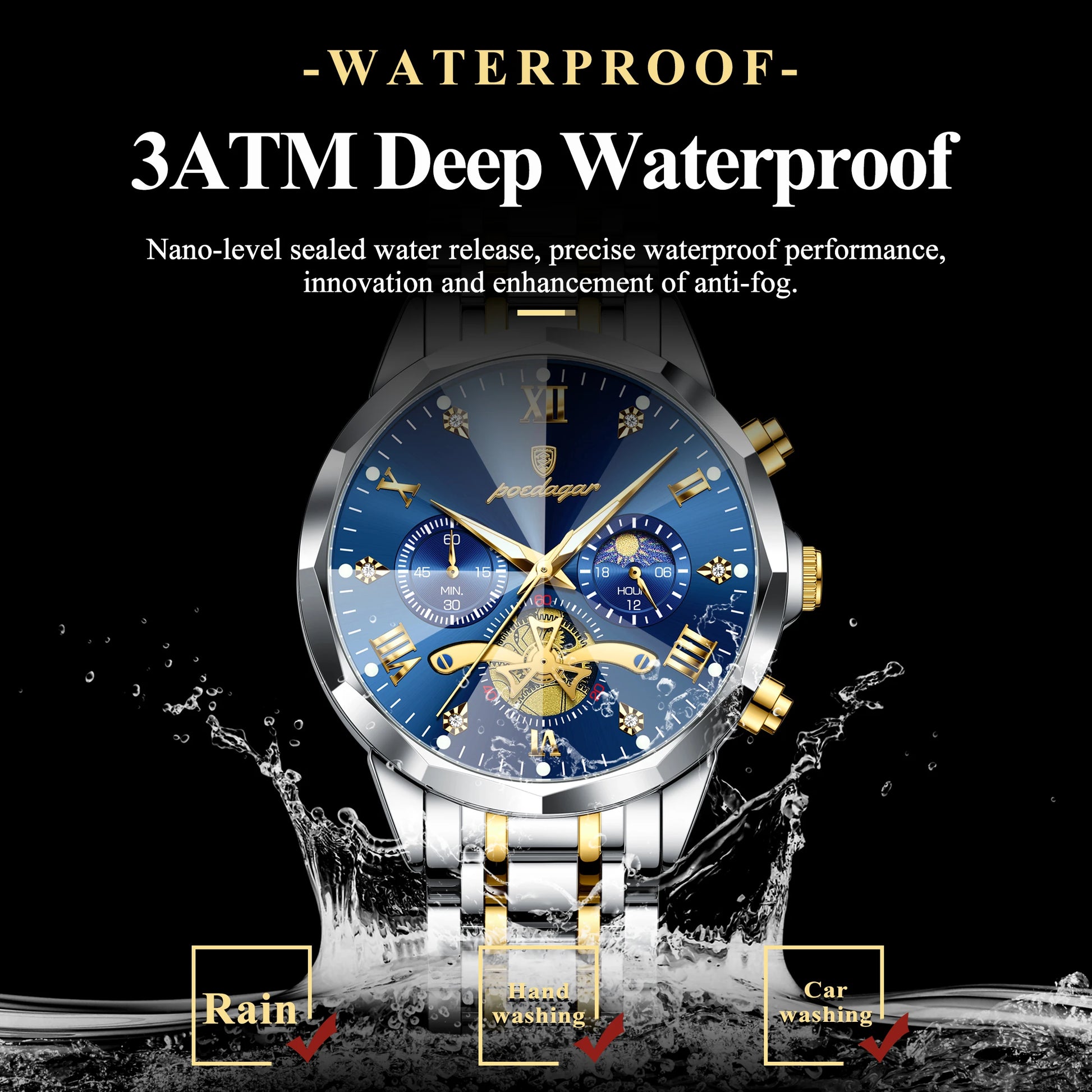 Luxury Men Watch Top Original Waterproof Luminous Chronograph Man Wristwatch Stainless Steel Quartz Men'S Watches Reloj
